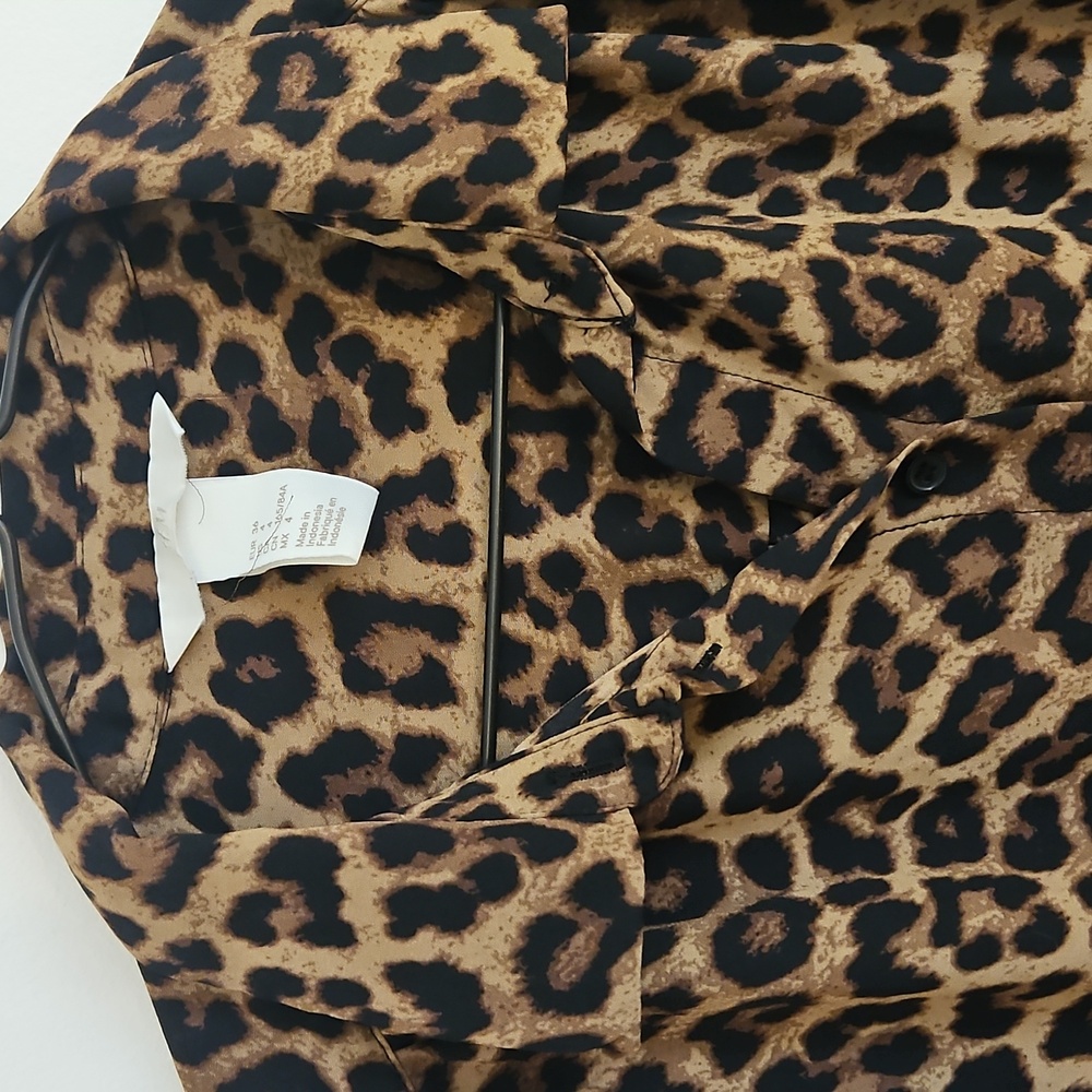 Leopard Print Button-Down Shirt - Picture 2 of 8